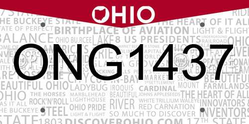 ONG1437 Ohio License Plate
