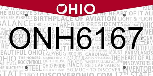 ONH6167 Ohio License Plate