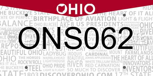 ONS062 Ohio License Plate