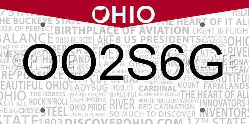 OO2S6G Ohio License Plate