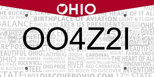 OO4Z2I Ohio License Plate