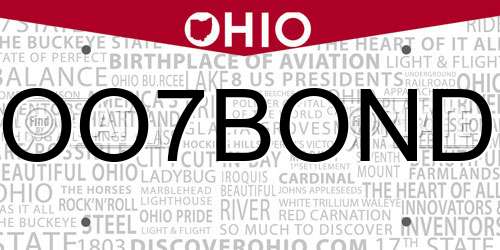 OO7BOND Ohio License Plate