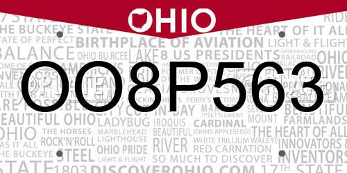 OO8P563 Ohio License Plate