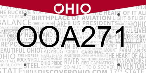 OOA271 Ohio License Plate