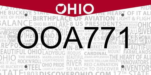 OOA771 Ohio License Plate