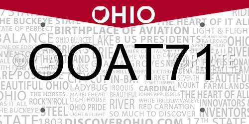 OOAT71 Ohio License Plate