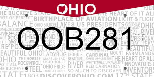 OOB281 Ohio License Plate
