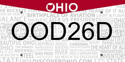 OOD26D Ohio License Plate