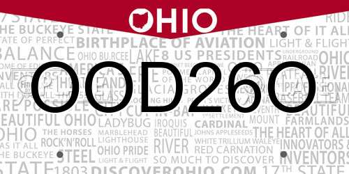 OOD26O Ohio License Plate