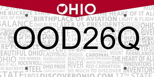 OOD26Q Ohio License Plate