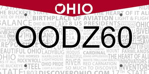 OODZ60 Ohio License Plate