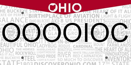 OOOOIOC Ohio License Plate