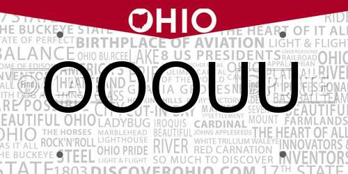 OOOUU Ohio License Plate