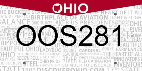 OOS281 Ohio License Plate