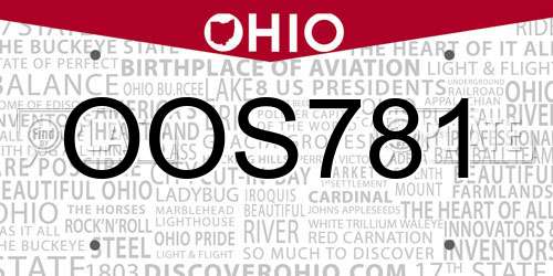 OOS781 Ohio License Plate