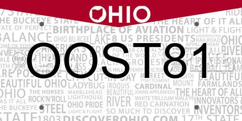 OOST81 Ohio License Plate