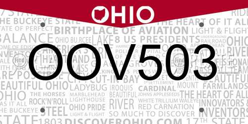 OOV503 Ohio License Plate