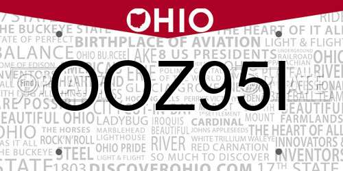 OOZ95I Ohio License Plate