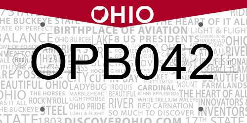 OPB042 Ohio License Plate