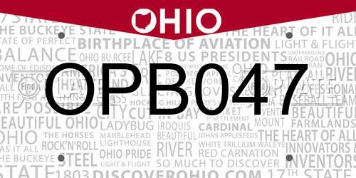 OPB047 Ohio License Plate