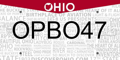 OPBO47 Ohio License Plate