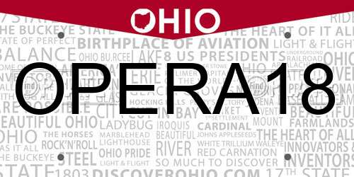 OPERA18 Ohio License Plate
