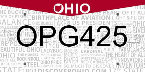 OPG425 Ohio License Plate