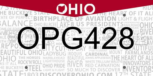 OPG428 Ohio License Plate