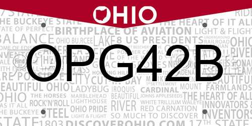 OPG42B Ohio License Plate