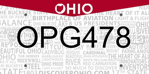 OPG478 Ohio License Plate