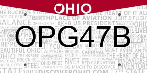 OPG47B Ohio License Plate