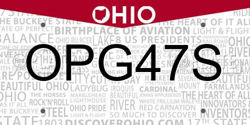 OPG47S Ohio License Plate