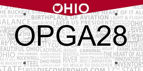 OPGA28 Ohio License Plate