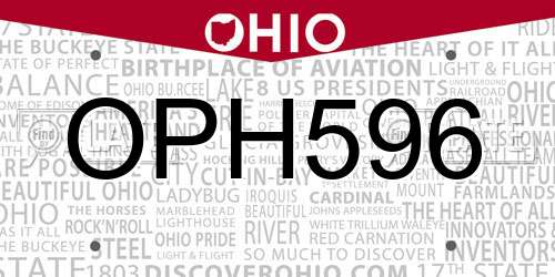 OPH596 Ohio License Plate