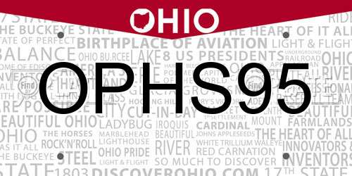 OPHS95 Ohio License Plate