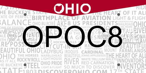 OPOC8 Ohio License Plate