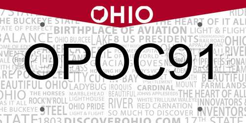 OPOC91 Ohio License Plate