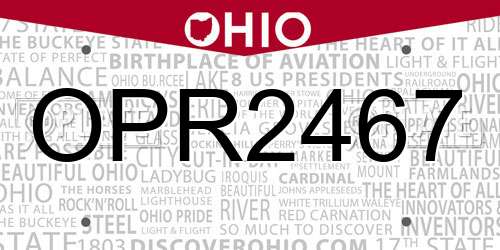 OPR2467 Ohio License Plate