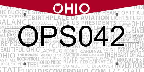 OPS042 Ohio License Plate