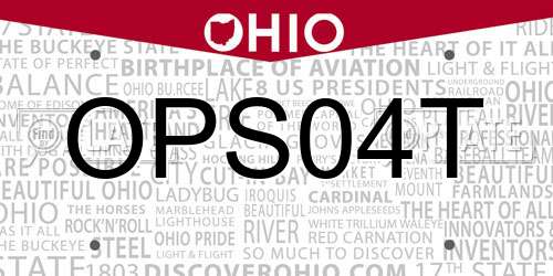 OPS04T Ohio License Plate