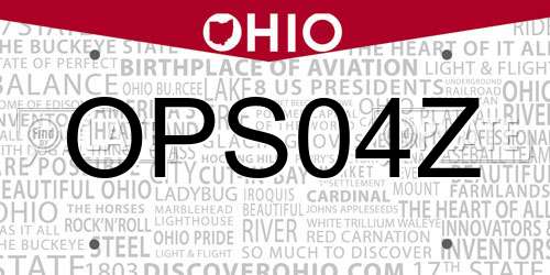 OPS04Z Ohio License Plate