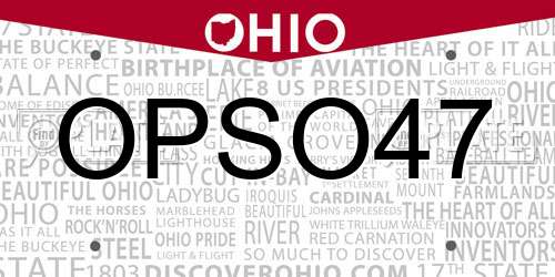 OPSO47 Ohio License Plate