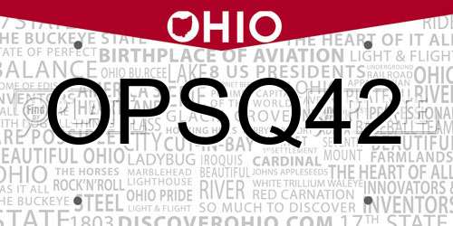 OPSQ42 Ohio License Plate