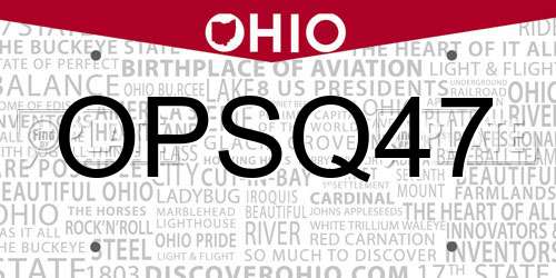 OPSQ47 Ohio License Plate