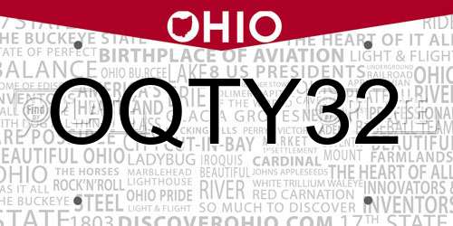 OQTY32 Ohio License Plate