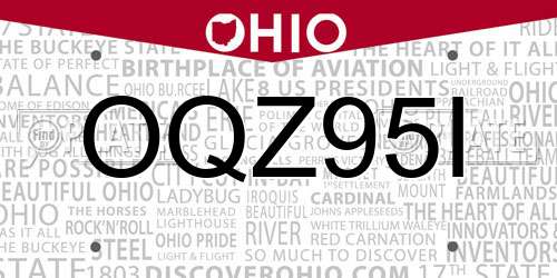 OQZ95I Ohio License Plate