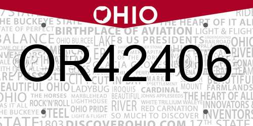 OR42406 Ohio License Plate