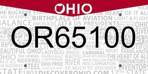 OR65100 Ohio License Plate
