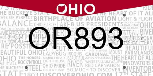 OR893 Ohio License Plate