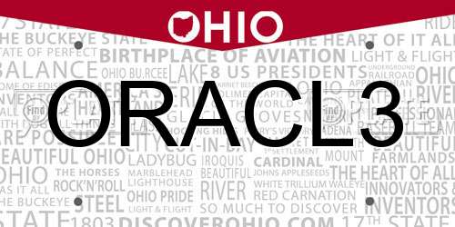 ORACL3 Ohio License Plate